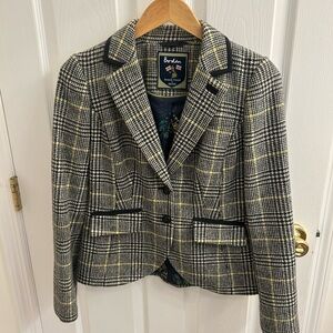 Boden Tweed Wool Blazer in Black and Yellow